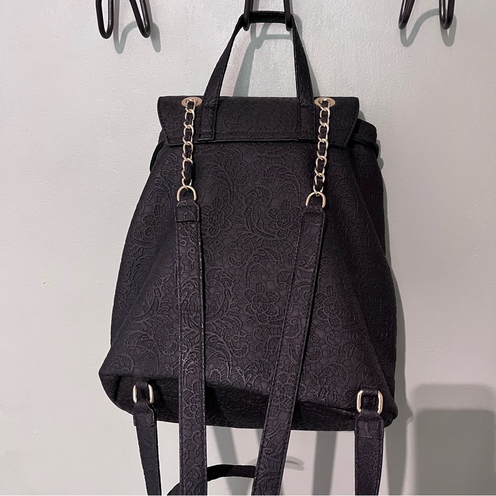 Embossed-Lace-Faux-Leather-Backpack - Picture 3 of 13